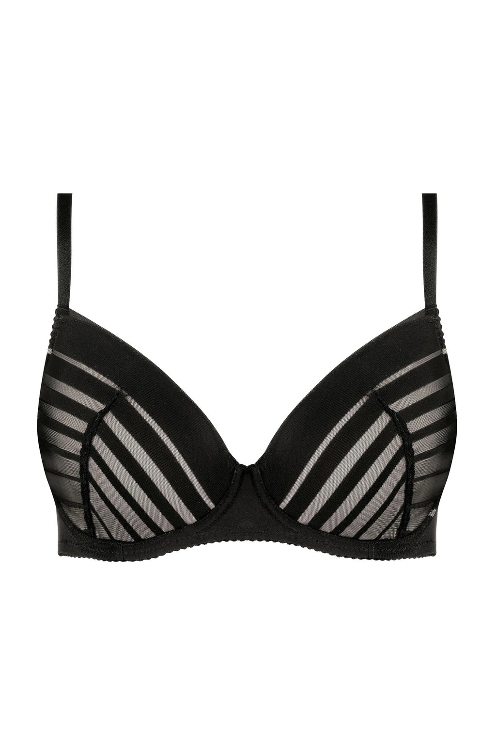 Luna dryžuota push-up liemenėlė, juoda (Nuolaidų grupė B) | Gorteks | MySalvio
