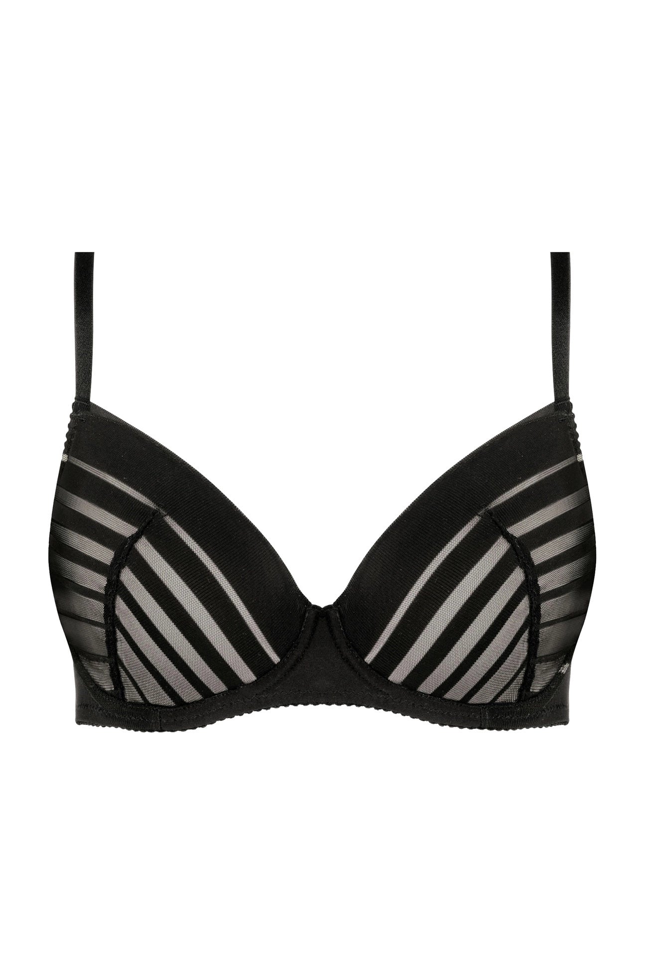 Luna dryžuota push-up liemenėlė, juoda (Nuolaidų grupė B) | Gorteks | MySalvio
