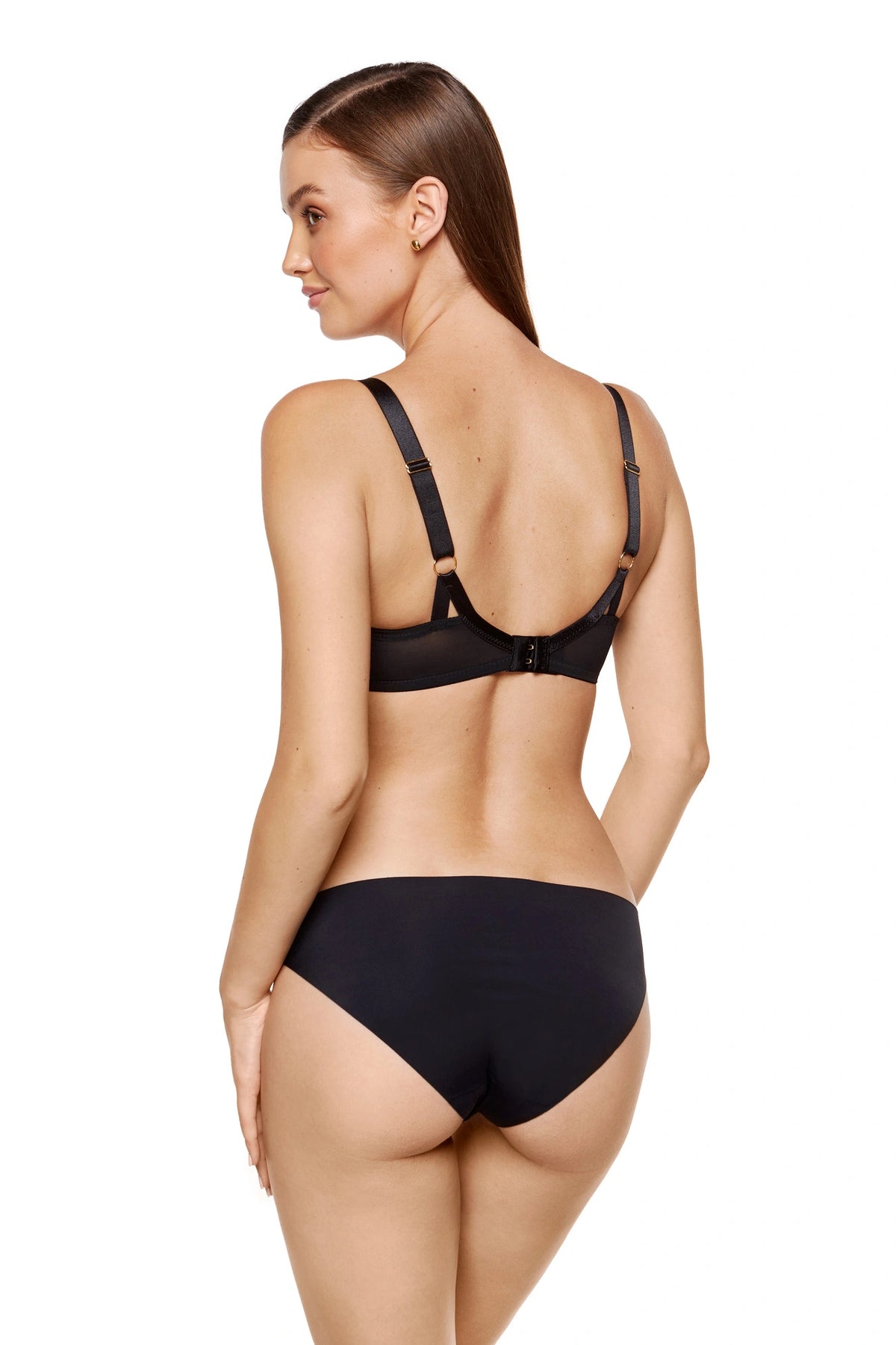 Fairy black semi-padded bra with decorative embroidery | Gorteks | MySalvio
